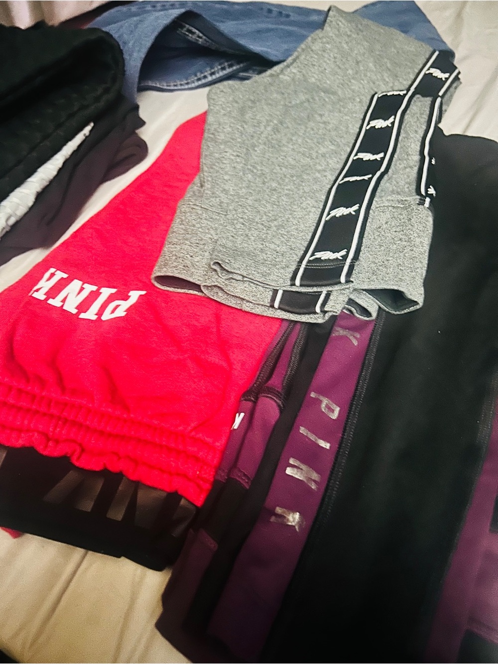 PINK Logo Shorts and Activewear Bundle - Gray, Red, Purple, Black